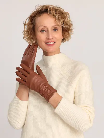 Перчатки кожаные рыжего цвета